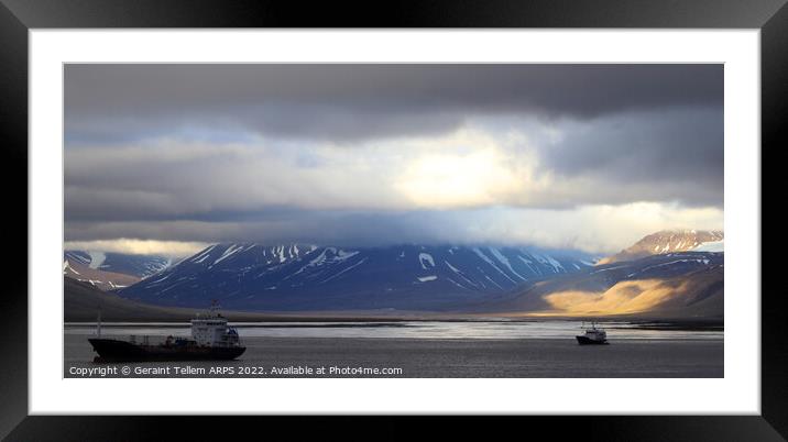 Mountains and glaciers near Longyearbyen, Spittsbergen, Svalbard, Norway Framed Mounted Print by Geraint Tellem ARPS