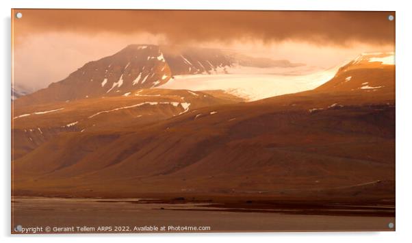 Mountains and glaciers near Longyearbyen, Spittsbergen, Svalbard, Norway Acrylic by Geraint Tellem ARPS