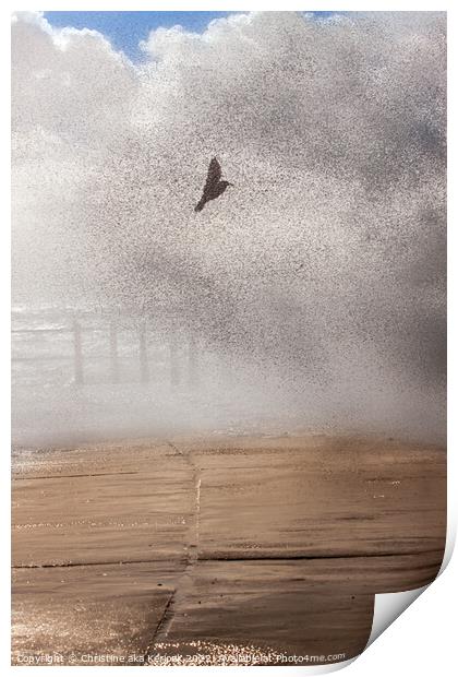 Gull Caught in a Wave Print by Christine Kerioak