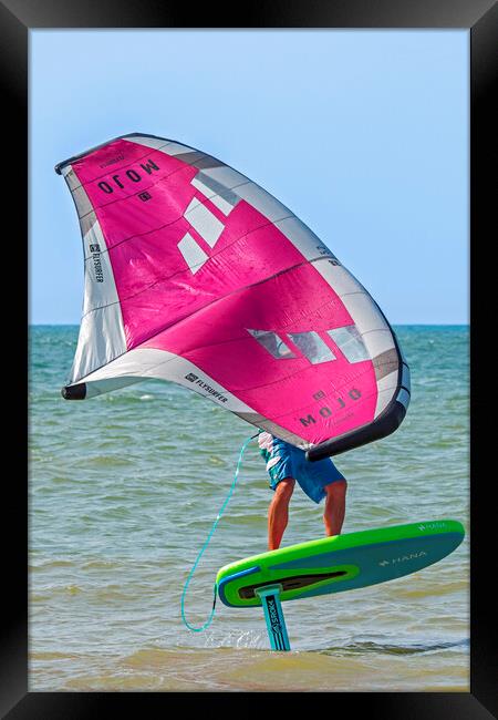 Wing Surfer on Foilboard at Sea Framed Print by Arterra 