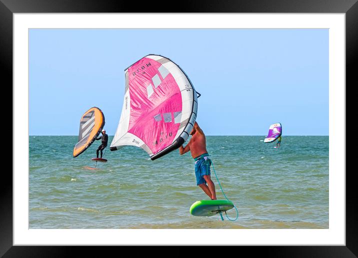 Wing Surfers at Sea Framed Mounted Print by Arterra 