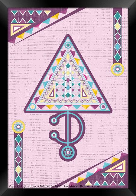 Tribal Poster Pattern Vector Illustration. The Symbol of Moroccan Berber Jewelry. Amazigh culture fibula. north african culture. Framed Print by othmane Belmachia