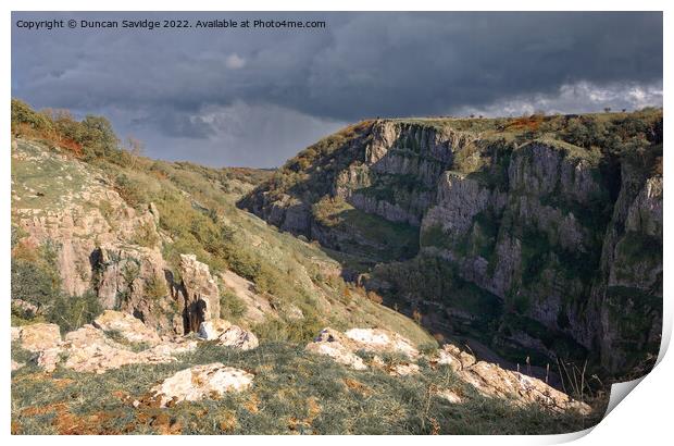 Moody Early Autumn day at Cheddar Gorge Print by Duncan Savidge