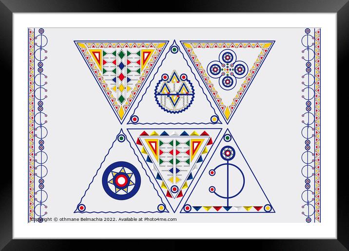 Tribal Poster Pattern. The Symbol of Moroccan Berber Jewelry. Amazigh culture fibula. north african culture. Framed Mounted Print by othmane Belmachia