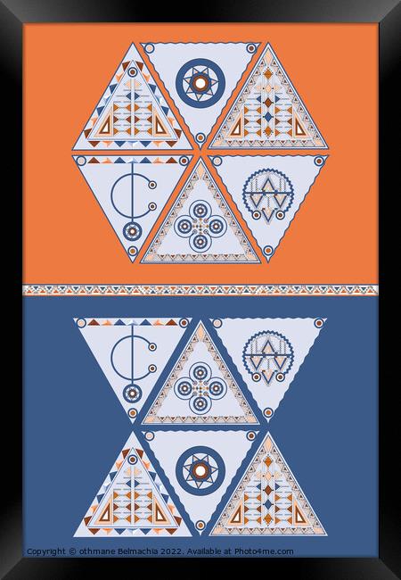 Tribal Poster Pattern. The Symbol of Moroccan Berber Jewelry. Amazigh culture fibula. north african culture. Framed Print by othmane Belmachia