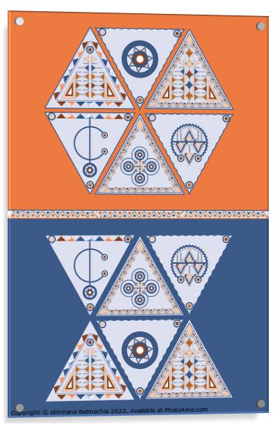 Tribal Poster Pattern. The Symbol of Moroccan Berber Jewelry. Amazigh culture fibula. north african culture. Acrylic by othmane Belmachia