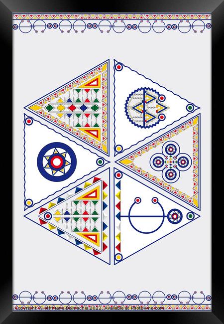 Tribal Poster Pattern. The Symbol of Moroccan Berber Jewelry. Amazigh culture fibula. north african culture. Framed Print by othmane Belmachia