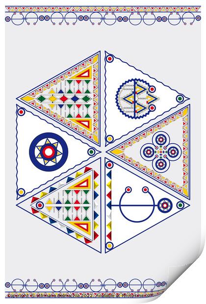 Tribal Poster Pattern. The Symbol of Moroccan Berber Jewelry. Amazigh culture fibula. north african culture. Print by othmane Belmachia