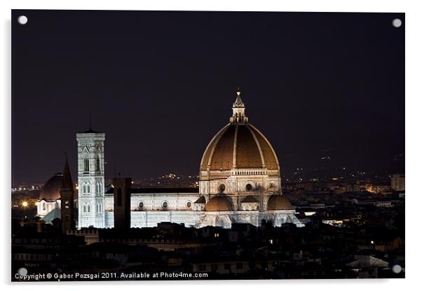 Florence Duomo by night Acrylic by Gabor Pozsgai