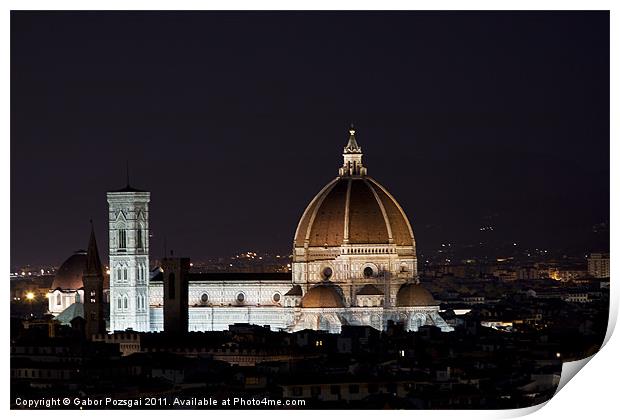 Florence Duomo by night Print by Gabor Pozsgai