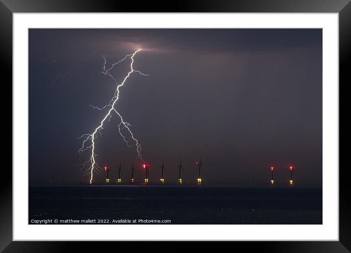 Lightning Strike Over Gunfleet Sands Framed Mounted Print by matthew  mallett
