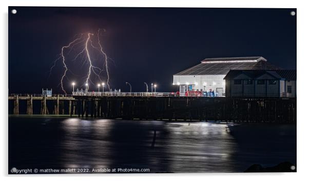  Lightning Strikes Clacton Pier  Acrylic by matthew  mallett