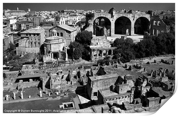 View Over The Roman Forum And Rome Print by Darren Burroughs