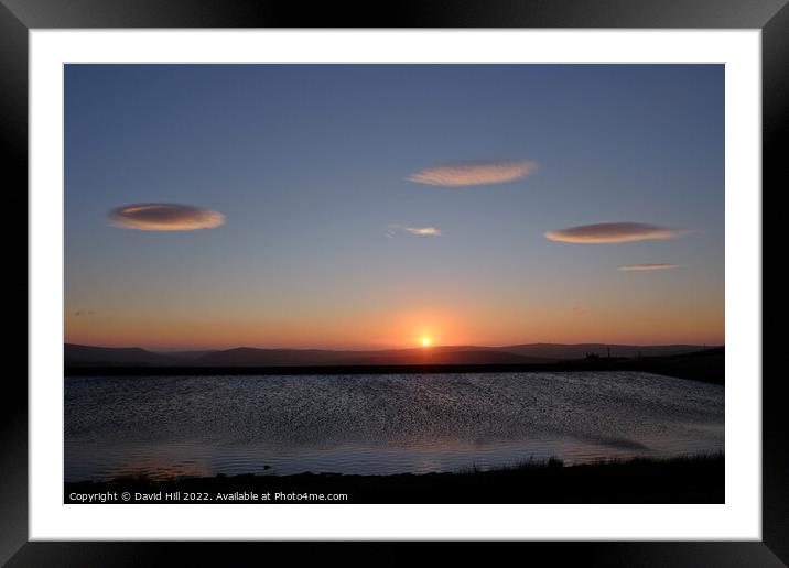Sunset and Lenticular Clouds  Framed Mounted Print by David Hill