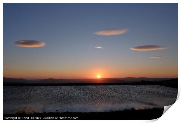 Sunset and Lenticular Clouds  Print by David Hill