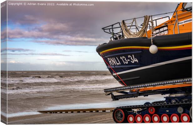 Launching Of A Lifeboat Rhyl Canvas Print by Adrian Evans