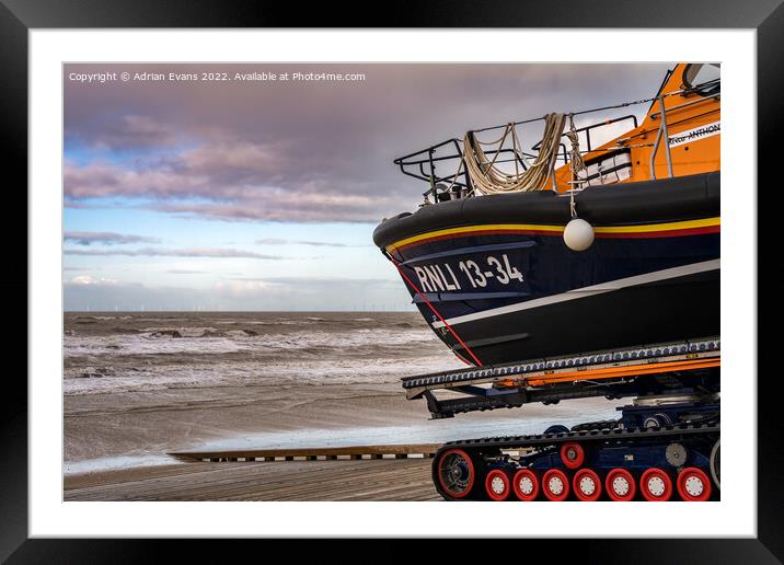 Launching Of A Lifeboat Rhyl Framed Mounted Print by Adrian Evans
