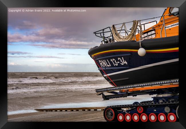 Launching Of A Lifeboat Rhyl Framed Print by Adrian Evans