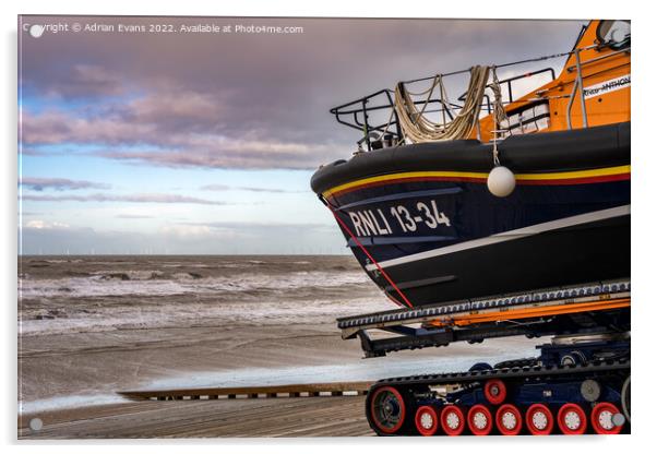 Launching Of A Lifeboat Rhyl Acrylic by Adrian Evans