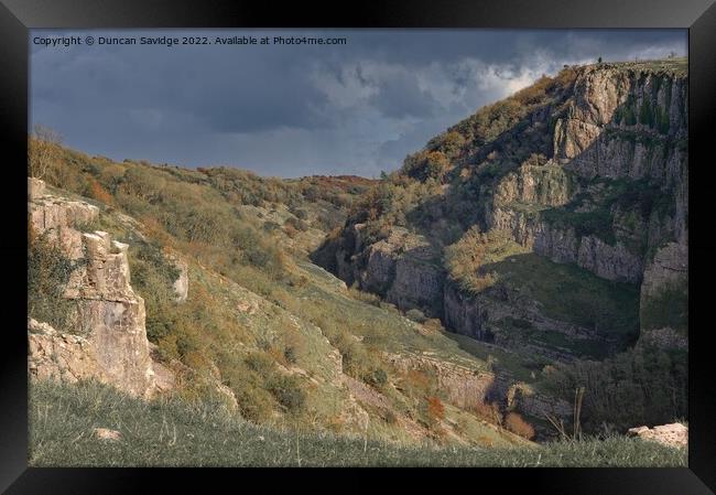 Moody Cheddar Gorge Framed Print by Duncan Savidge