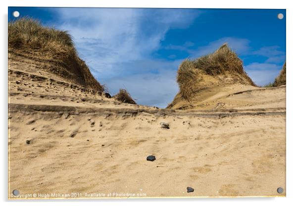 Landscape, Sand dunes, Wind sculped, Traigh Mhor b Acrylic by Hugh McKean