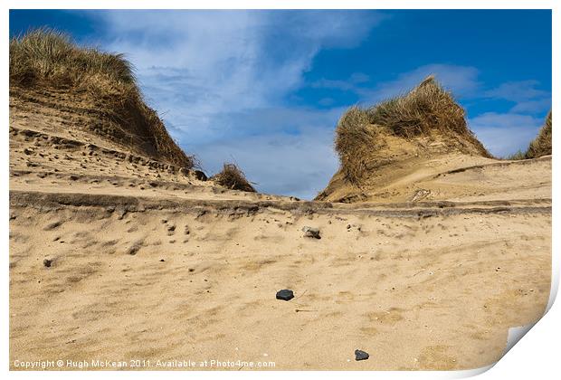 Landscape, Sand dunes, Wind sculped, Traigh Mhor b Print by Hugh McKean