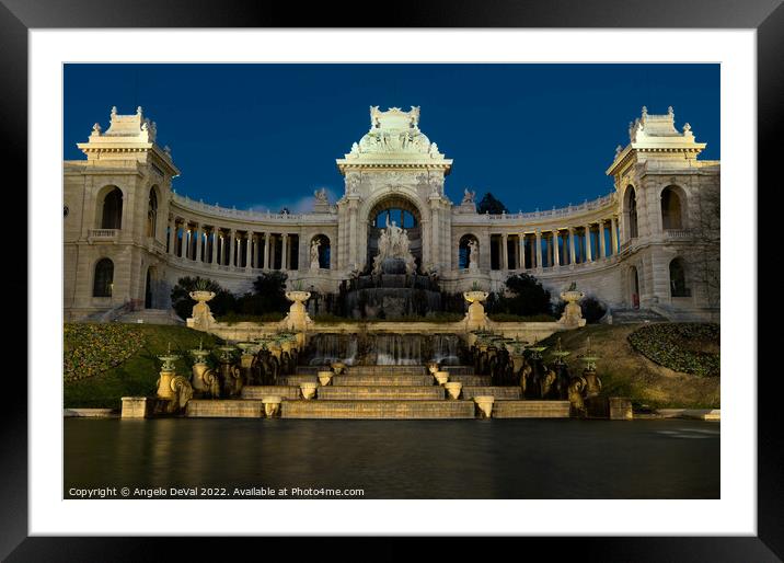 Palais Longchamp at Night Framed Mounted Print by Angelo DeVal
