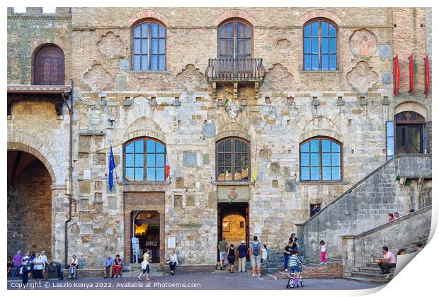 Palazzo Nuovo del Podesta - San Gimignano Print by Laszlo Konya