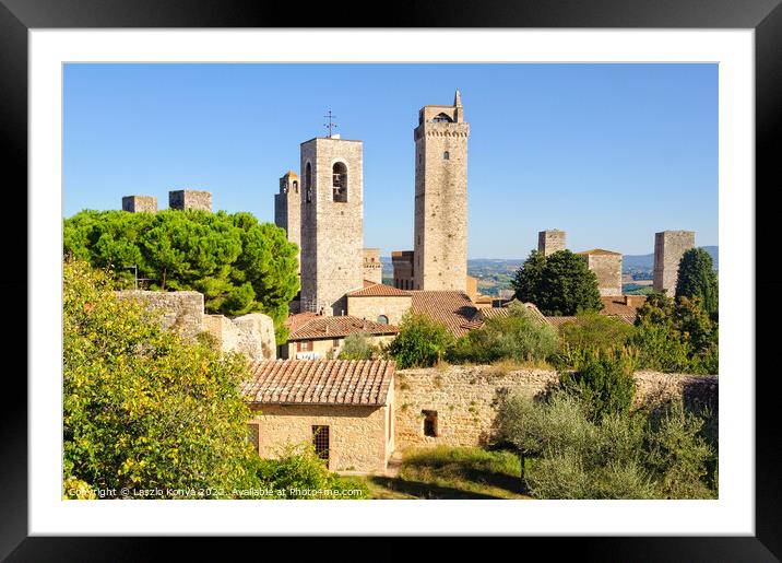 Towers 1 - San Gimignano Framed Mounted Print by Laszlo Konya