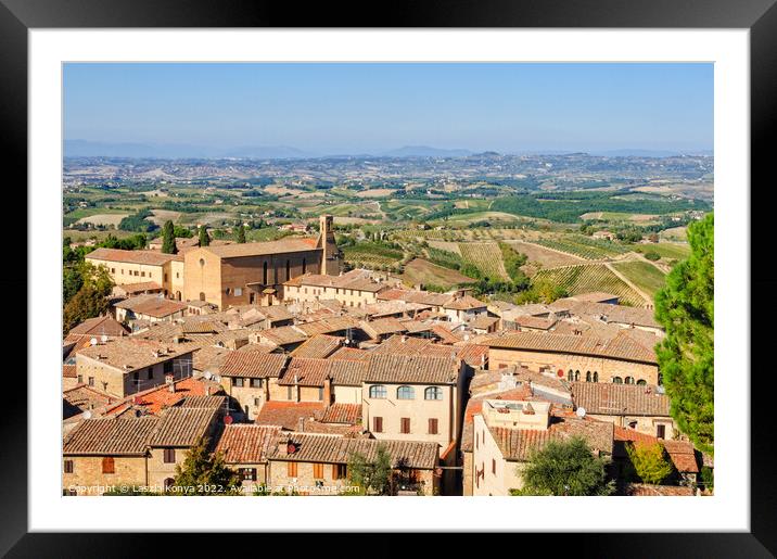 View from La Rocca - San Gimignano Framed Mounted Print by Laszlo Konya