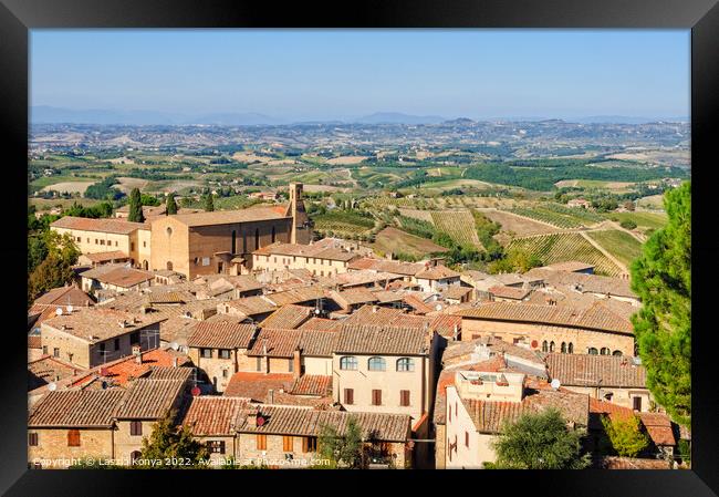 View from La Rocca - San Gimignano Framed Print by Laszlo Konya