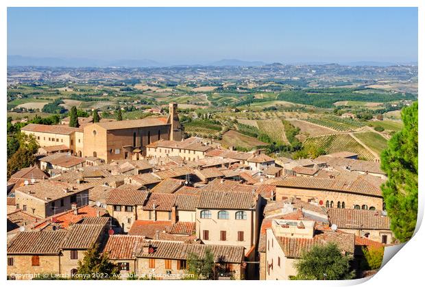 View from La Rocca - San Gimignano Print by Laszlo Konya