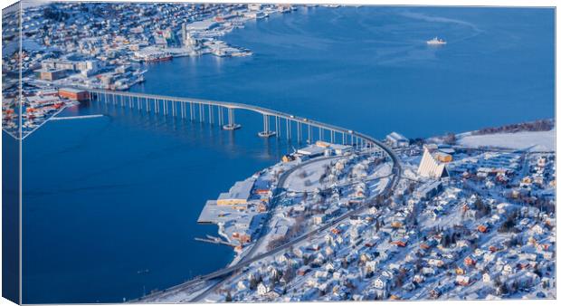 Tromso Bridge and Arctic Cathedral Canvas Print by John Frid