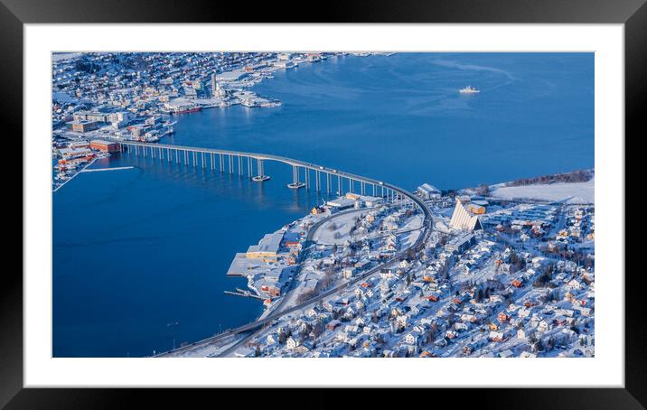 Tromso Bridge and Arctic Cathedral Framed Mounted Print by John Frid