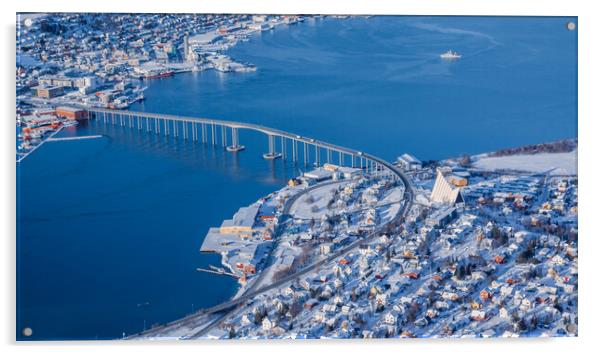 Tromso Bridge and Arctic Cathedral Acrylic by John Frid