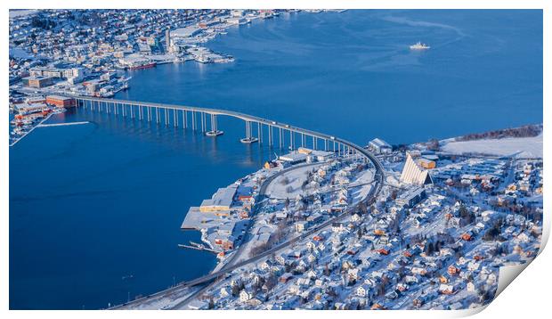 Tromso Bridge and Arctic Cathedral Print by John Frid