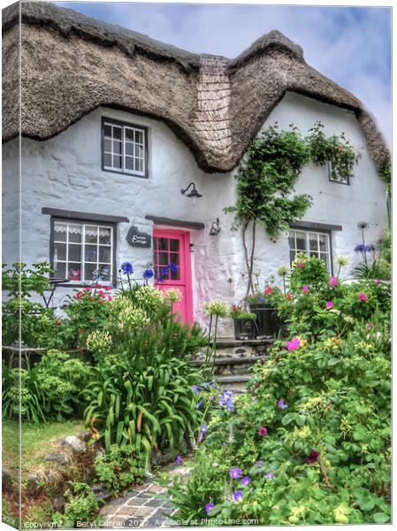 Enchanting Thatched Cottage in Cornwall Canvas Print by Beryl Curran