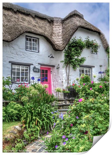 Enchanting Thatched Cottage in Cornwall Print by Beryl Curran