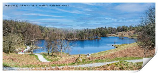 Tarn Hows panorama Print by Cliff Kinch