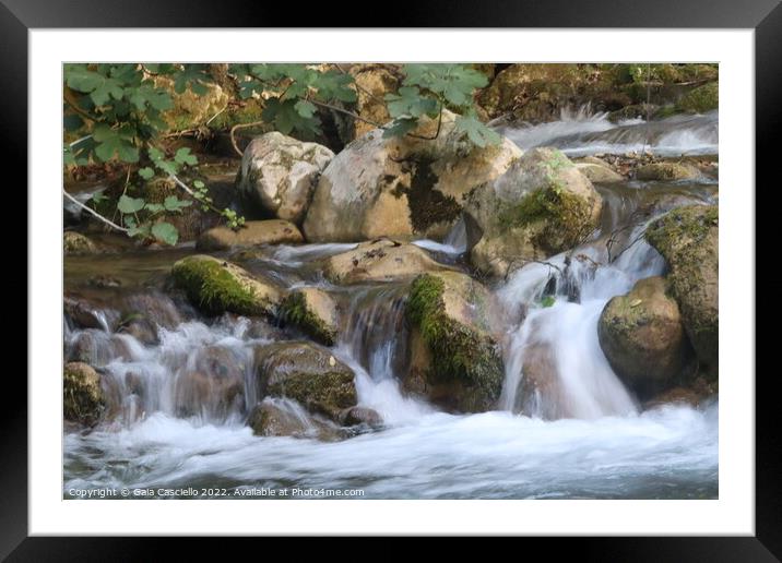Small waterfall.  Framed Mounted Print by Gaia Casciello