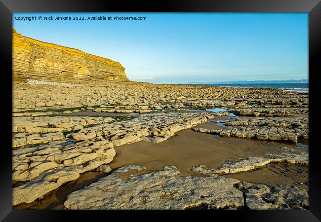 Nash Point Beach in July on a Summer Evening  Framed Print by Nick Jenkins
