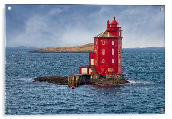 Kjeungskjaret Lighthouse, Norwegian Coast Acrylic by Martyn Arnold