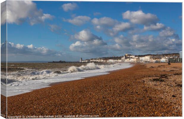 Hastings Beach and Seafront Canvas Print by Christine Kerioak
