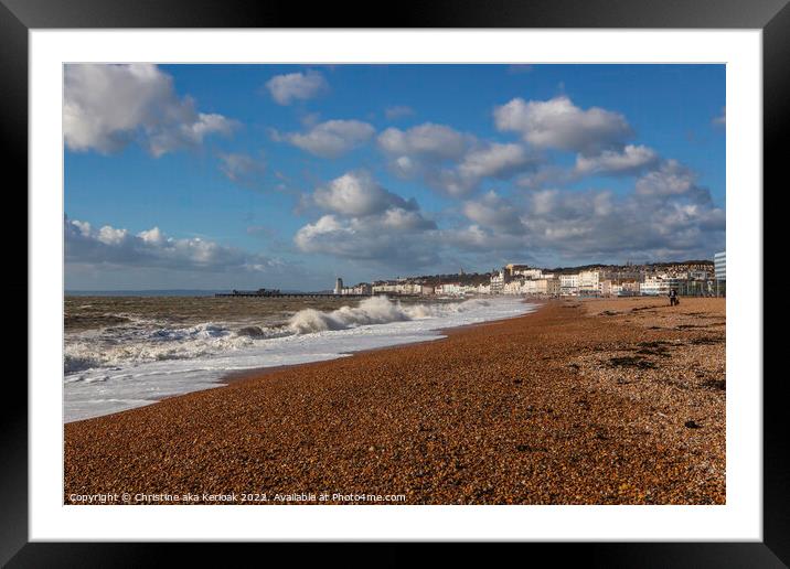 Hastings Beach and Seafront Framed Mounted Print by Christine Kerioak