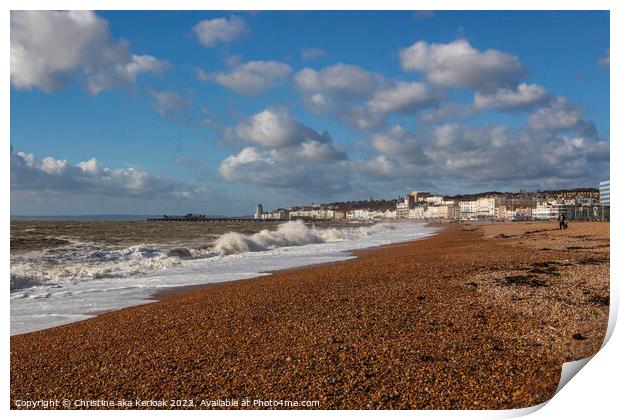 Hastings Beach and Seafront Print by Christine Kerioak