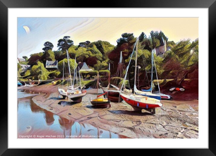 Resting Yacht in Brittany Framed Mounted Print by Roger Mechan
