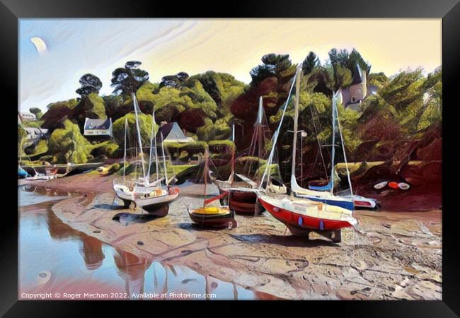 Resting Yacht in Brittany Framed Print by Roger Mechan