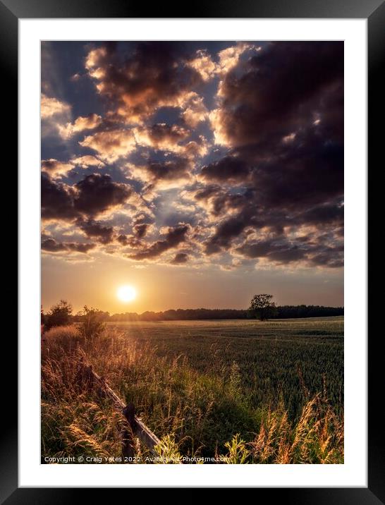 Sunset Over A field of Wheat Framed Mounted Print by Craig Yates