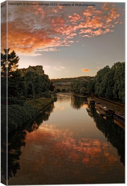 Sunset along the River Avon in Bath Canvas Print by Duncan Savidge