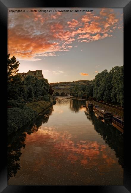 Sunset along the River Avon in Bath Framed Print by Duncan Savidge